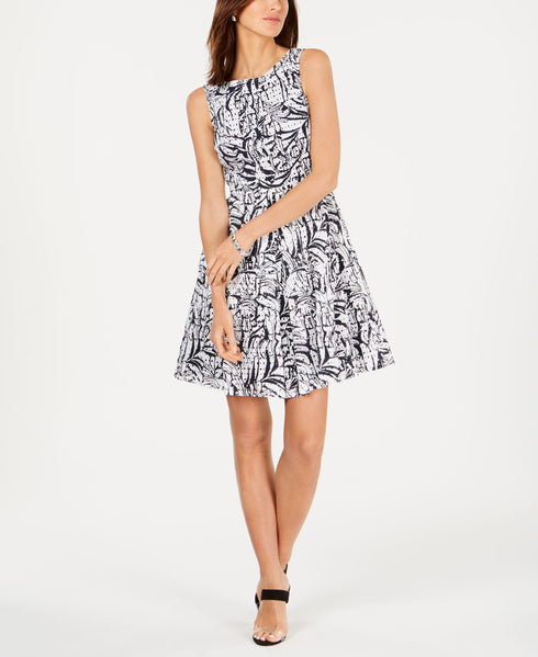 Taylor Palm Print Fit Flare Dress